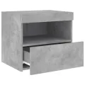 Tables de chevet avec lumières LED 2 pcs gris béton 50x40x45 cm