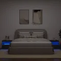 Tables de chevet avec lumières LED 2 pcs noir 50x40x45 cm