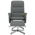 Fauteuil de massage inclinable et repose-pieds gris foncé tissu