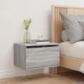 Table de chevet murale avec lumières LED sonoma gris