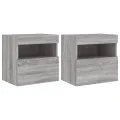 Meubles TV muraux et lumières LED 2pcs sonoma gris 40x30x40 cm