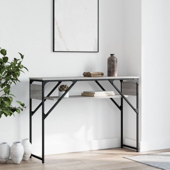 Table console avec étagère sonoma gris 105x30x75 cm