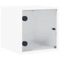 Table de chevet avec porte en verre blanc 35x37x35 cm