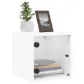 Table de chevet avec porte en verre blanc 35x37x35 cm