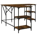 Bureau chêne fumé 139x139x75 cm bois d'ingénierie