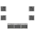 Unités murales TV avec LED 7 pcs gris béton bois d'ingénierie