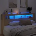 Tête de lit à LED chêne sonoma 220x18,5x103,5cm bois ingénierie