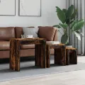 Tables basses gigognes 3 pcs chêne fumé bois d'ingénierie