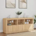Buffet avec lumières LED chêne sonoma 162x37x67 cm