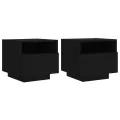 Armoires de chevet avec lumières LED 2 pcs noir 40x39x37 cm