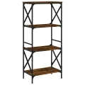 Bibliothèque 4 niveaux chêne fumé 59x35x132cm bois d'ingénierie