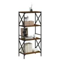 Bibliothèque 4 niveaux chêne fumé 59x35x132cm bois d'ingénierie