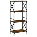 Bibliothèque 4 niveaux chêne fumé 59x35x132cm bois d'ingénierie