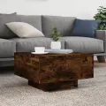 Table basse chêne fumé 55x55x31 cm bois d'ingénierie
