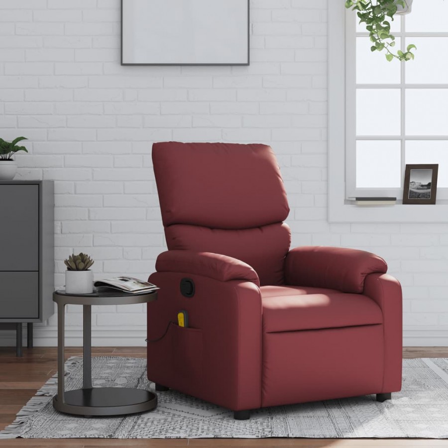 Fauteuil de massage inclinable Rouge bordeaux Similicuir