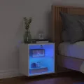 Table de chevet murale avec lumières LED blanc