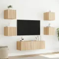 Meuble TV muraux 5 pcs avec lumières LED chêne sonoma