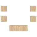 Meuble TV muraux 5 pcs avec lumières LED chêne sonoma