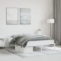 Cadre de lit métal blanc 140x190 cm