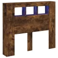 Tête de lit à LED chêne fumé 120x18,5x103,5cm bois d'ingénierie