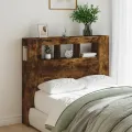 Tête de lit à LED chêne fumé 120x18,5x103,5cm bois d'ingénierie