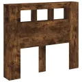 Tête de lit à LED chêne fumé 120x18,5x103,5cm bois d'ingénierie