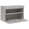 Meuble TV mural avec lumières LED gris béton 60x30x40 cm