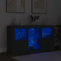 Buffet avec lumières LED noir 123x37x67 cm