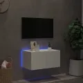 Meuble TV mural avec lumières LED blanc 60x35x31 cm