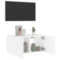 Meuble TV mural avec lumières LED blanc 60x35x31 cm