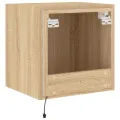 Meuble TV mural avec lumières LED chêne sonoma 40,5x35x40 cm