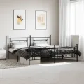 Cadre de lit métal avec tête de lit/pied de lit noir 200x200 cm