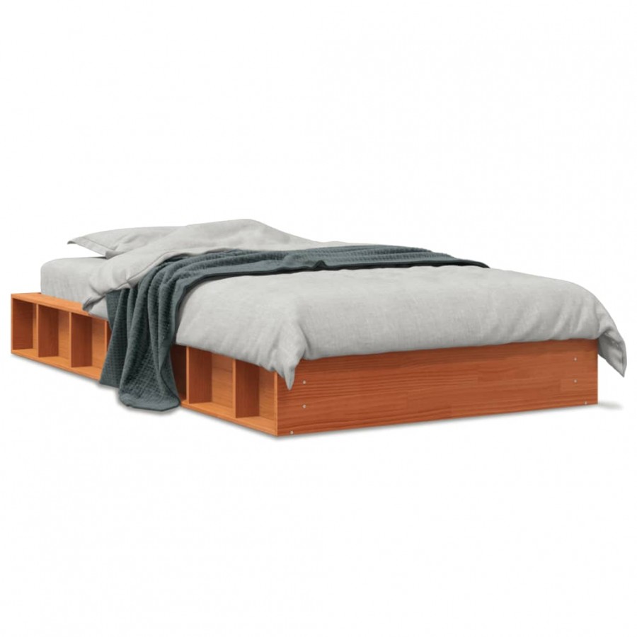 Cadre de lit cire marron 90x200 cm bois de pin massif