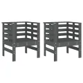 Chaises de jardin lot de 2 gris 61,5x53x71cm bois de pin massif
