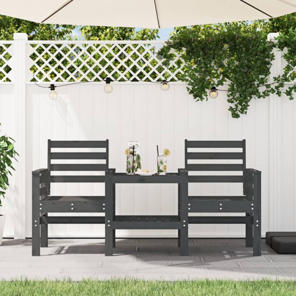 Banc de jardin avec table 2 places gris bois massif de pin