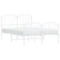 Cadre de lit métal avec tête de lit/pied de lit blanc 140x190cm