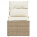 Canapé de jardin sans accoudoirs coussins beige résine tressée
