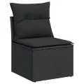 Canapé de jardin sans accoudoirs coussins noir résine tressée