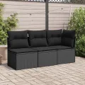 Canapé de jardin sans accoudoirs coussins noir résine tressée