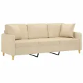 Canapé 3 places avec oreillers décoratifs crème 180 cm tissu