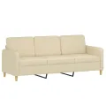 Canapé 3 places avec oreillers décoratifs crème 180 cm tissu