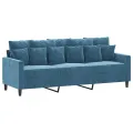 Canapé à 3 places Bleu 180 cm Velours