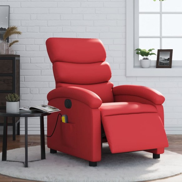 Fauteuil de massage inclinable électrique rouge similicuir