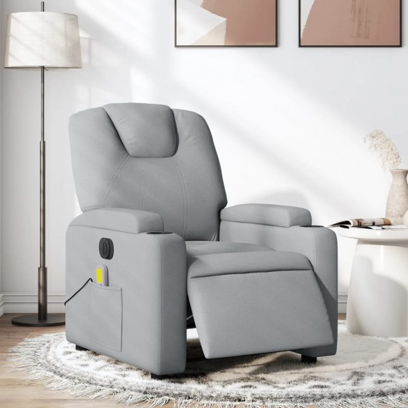 Fauteuil de massage inclinable électrique gris clair tissu