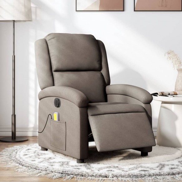 Fauteuil de massage inclinable électrique Taupe Tissu