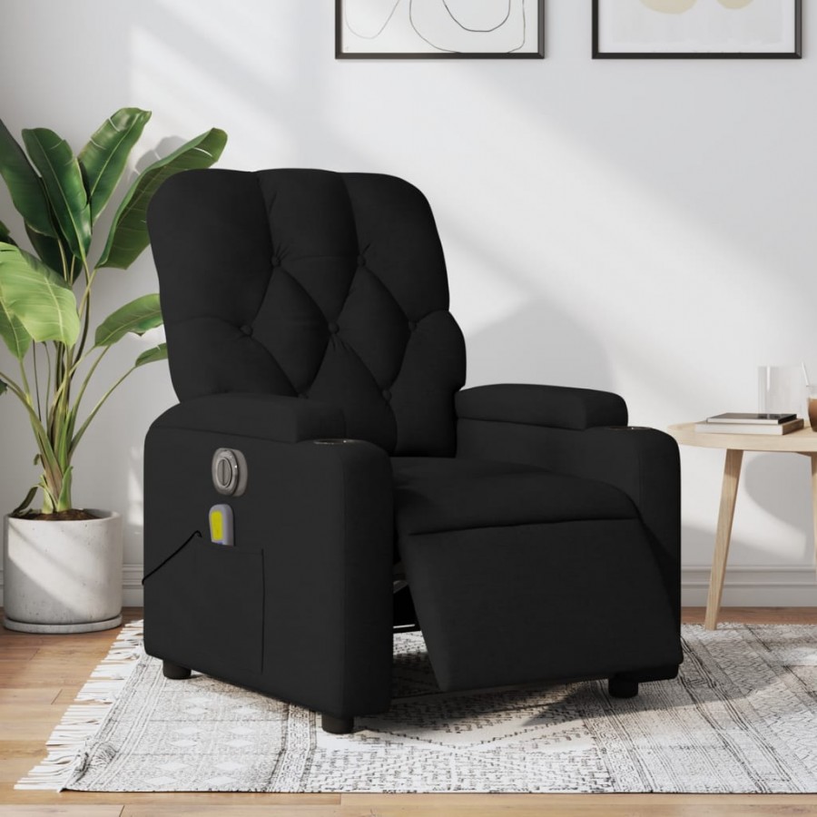 Fauteuil de massage inclinable électrique Noir Tissu