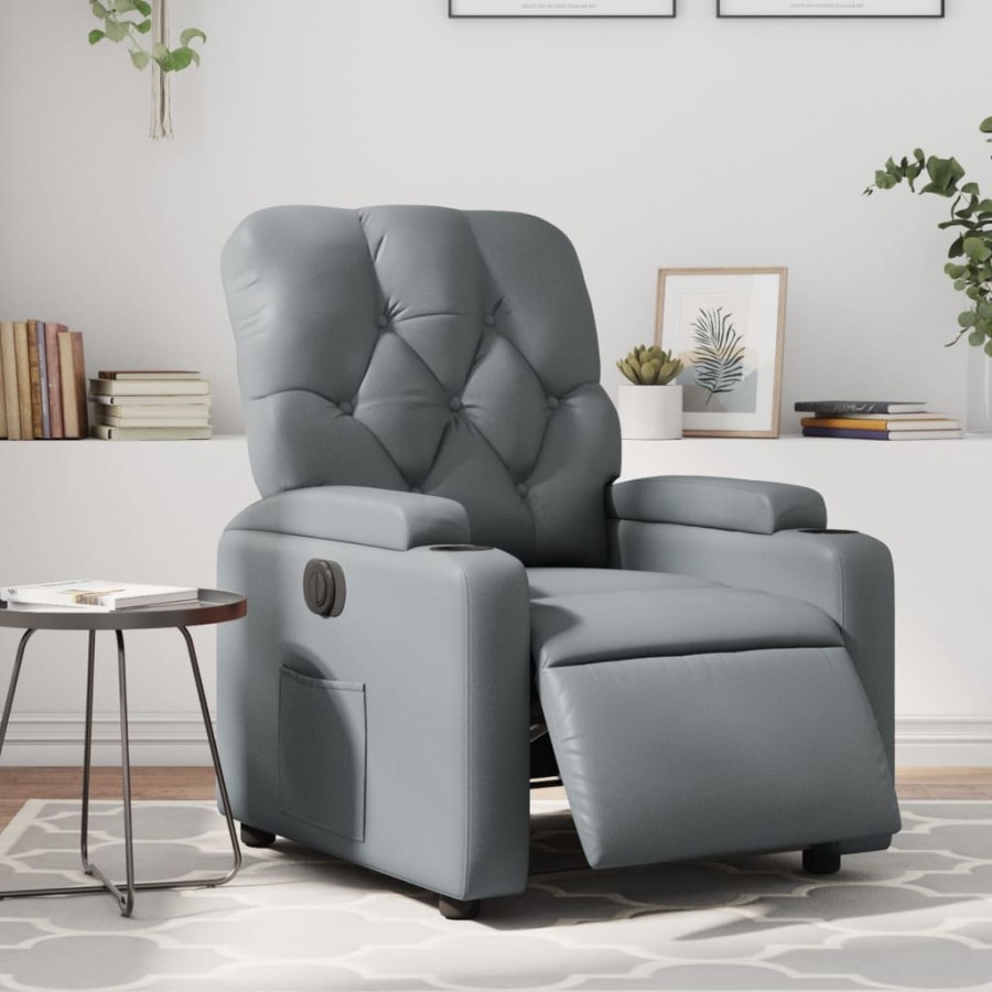 Fauteuil inclinable électrique Gris Similicuir