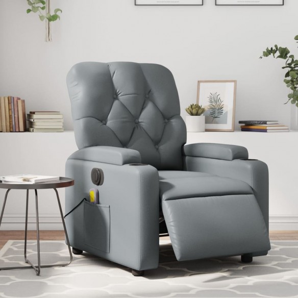 Fauteuil de massage inclinable électrique gris similicuir