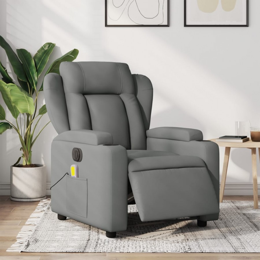 Fauteuil inclinable de massage électrique gris foncé tissu