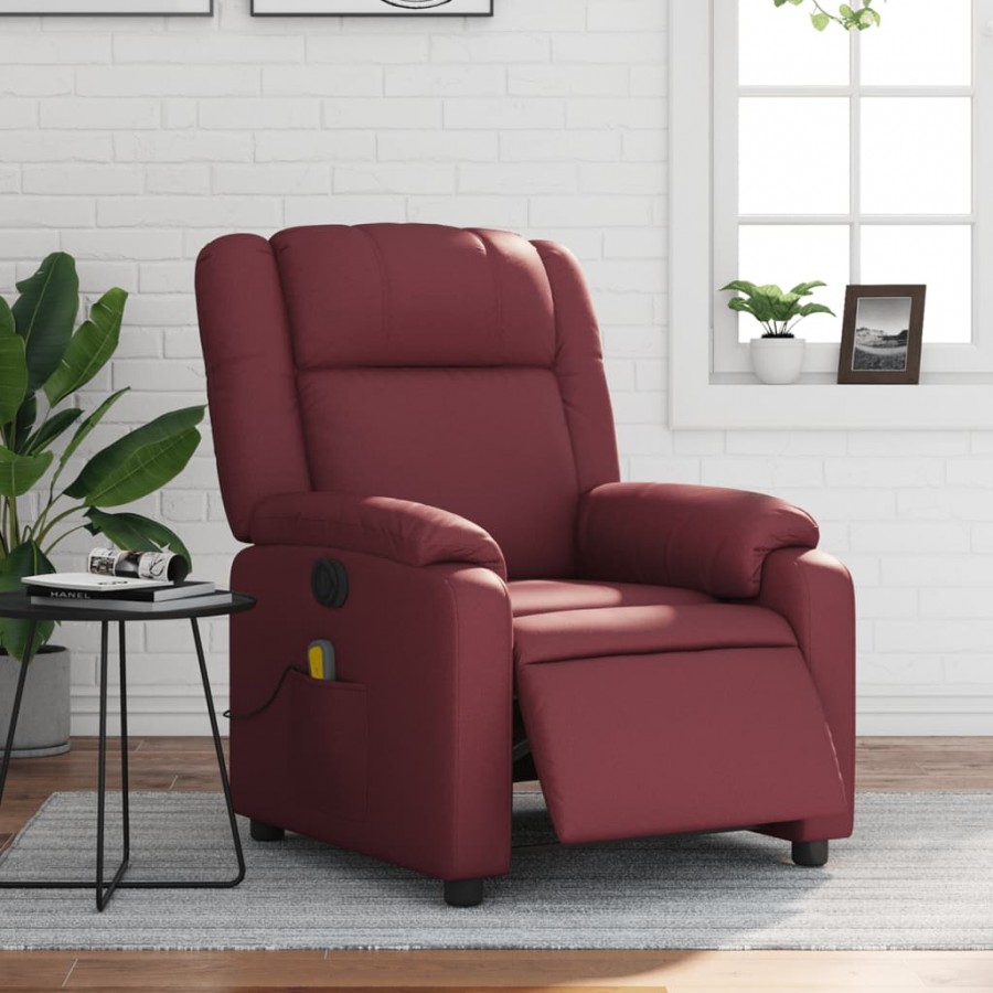 Fauteuil de massage inclinable électrique rouge bordeaux